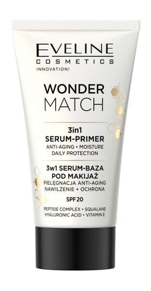 Eveline Wonder Match 3-in-1 Serum-Primer SPF 20 База-сыворотка под макияж с гиалуроновой кислотой и витамином Е